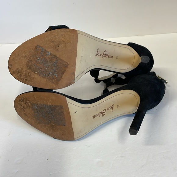 Sam Edelman Addison Black Suede Open Toe Ankle Strap Heels - Picture 6 of 10